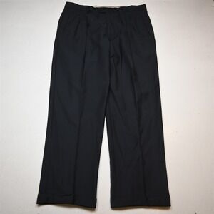 Angelico 38x32 Navy Blue 100% Wool Pleated Cuffed High Waist Dress Mens Pants